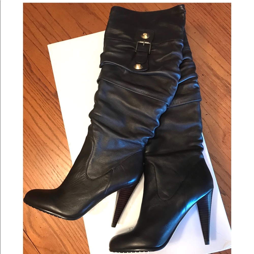 Charles David Dark Brown Tall Leather Boots Size 8